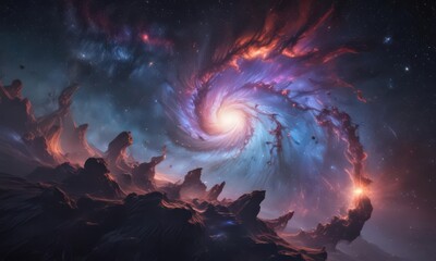 Wall Mural - vast, swirling nebulae illuminate a cosmic landscape , color, stellar, majestic