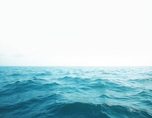 Aufkleber - Blue ocean horizon background. Turquoise sea with light waves. Summer day. Clean water. Travel, vacation, tourism, holiday concept. Natural background. Azure sea backdrop. Calm water surface on sunny