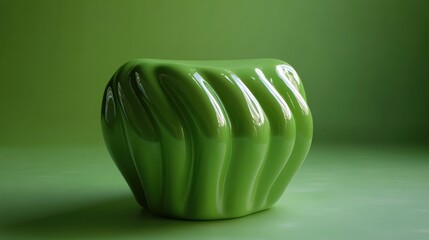 Wall Mural - green sculpted object on green background