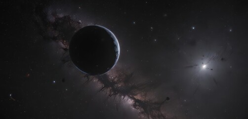 Wall Mural - inky black void, distant galaxies glimmer faintly, astronomy, celestial, astronomical