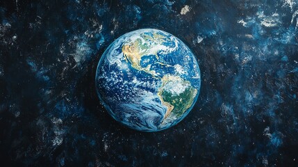 Wall Mural - stunning detailed earth globe on dark blue textured background 3d map view world green space image
