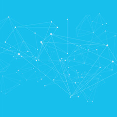 Fototapete - Connecting dots and lines. Graphic plexus element. Molecule or atom or dna concept. Science and technology vector background