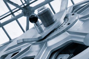 Poster - Close up of metal wheel as part of big industrial machine, industrial concept background