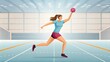© DND - Side view of female handball player preparing to throw on court