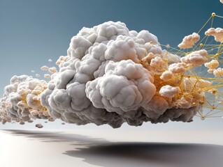 Fototapete - A Surreal Cloud Formation with Abstract Connections and a Soft Gradient Background