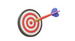 © Noor  - Dart hitting the center of a red and white target board on a plain white background illustration