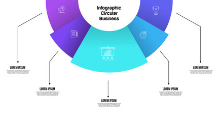 Wall Mural - infographic 5 step for business. concept of five features of startup project to select. minimal flat