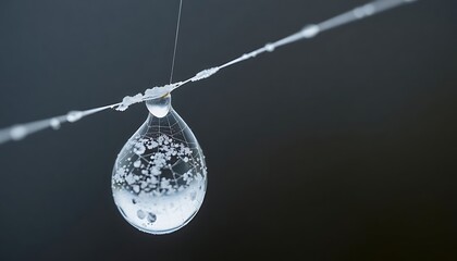 Wall Mural - drop of water hanging from a wire