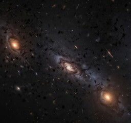 Wall Mural - Myriad stars blaze across an inky black backdrop, distant galaxies glimmer faintly ,  astronomical,  wonder,  cosmos