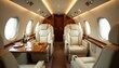 © Sourithideth - Luxury private jet interior, plush seating, champagne, exquisite details , interior, refined, rich