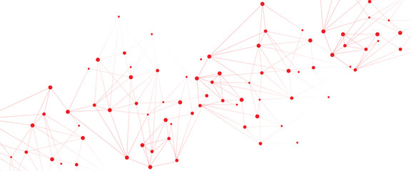 Poster - Vector white background with red lines and dots.