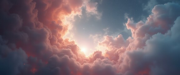 Poster - Serene clouds during sunset in a dreamy sky