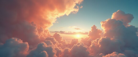 Poster - Majestic sunset above the clouds, serene sky view
