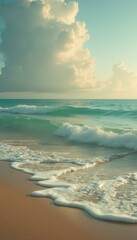 Poster - Serene ocean waves breaking on tranquil beach during daytime