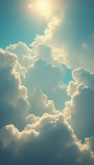 Poster - Illuminated clouds in a serene blue sky during daytime