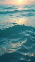 Poster - Serene sunset over calm ocean waves reflecting light