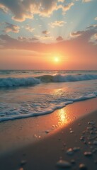 Poster - Serene sunset over tranquil ocean waves at the beach