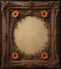 Wall Mural - Intricate floral wood frame cradles aged scroll; mystical vibe , wallpaper, magic