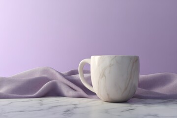 Fototapete - Elegant, muted mauve background highlights a stylish marble mug.