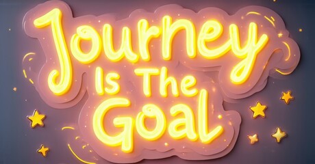 Aufkleber - Bright neon sign displays inspirational quote. Stars sparkle around glowing text, pink backdrop enhances visual impact.