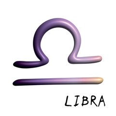 Fototapete - 3d libra zodiac sign Esoteric symbol Astrology clipart Element for design