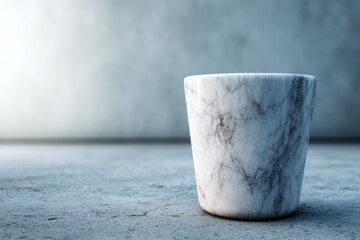Poster - Elegant, minimalist marble vessel on a concrete surface.