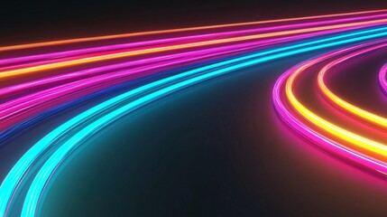 Wall Mural - abstract neon light trails vibrant curves and glowing lines background