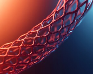 Wall Mural - abstract red network mesh 3d render geometric pattern technology background science concept