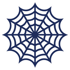 Intricate Spider Web with Radial Symmetry and Dark Blue Outline - Minimalist Vector Illustration