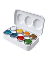 Leinwandbilder - Colorful Paint Set in a White Case Artistic Supplies for Painting isolated on transparent background