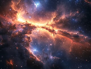 Wall Mural - A majestic star-forming region with dynamic light patterns and glowing cloud textures.