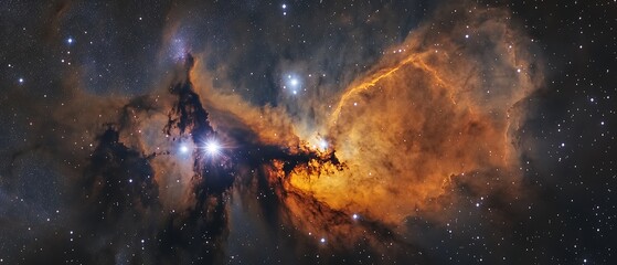 Wall Mural - A majestic star-forming region with dynamic light patterns and glowing cloud textures.