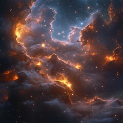 Wall Mural - A majestic star-forming region with dynamic light patterns and glowing cloud textures.