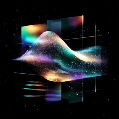 Leinwandbilder - Abstract Data Waveform: A Symphony of Light and Color in a Structured Environment