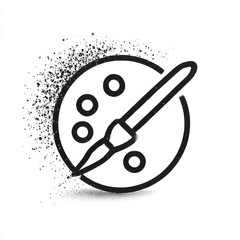 Poster - Elegant Palette: A Minimalist Black & White Artwork Symbolizing Creativity with Ink Splatter and Brushstroke