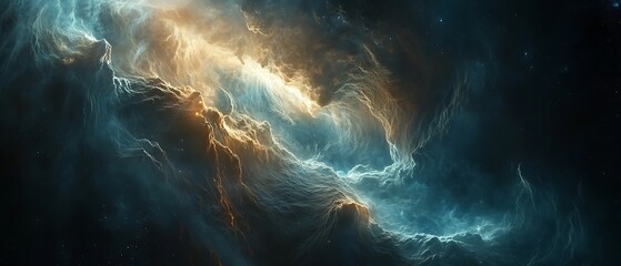Wall Mural - Hyper-realistic fantasy universe with swirling plasma clouds and high-detail cosmic waves.