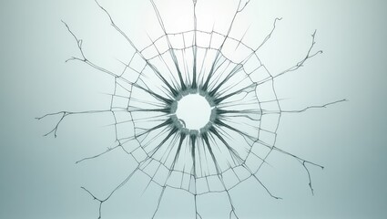 Shattered Glass Window Pane with Circular Crack Broken Glass Texture Damaged Window