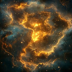 Wall Mural - Vast space nebula art with glowing stars nestled within hyper-realistic gas formations.