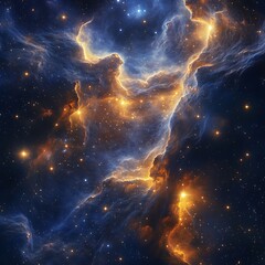 Wall Mural - Vast space nebula art with glowing stars nestled within hyper-realistic gas formations.