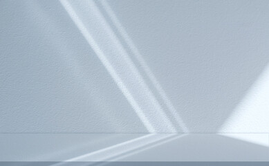Leinwandbilder - Blue Background Studio with Gradient White Light on Podium stage for Product Display Present,Empty Backdrop wall texture with abstract sun light on floor concrete in pastel blue tone color for Winter