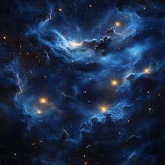 Wall Mural - Vast space nebula art with glowing stars nestled within hyper-realistic gas formations.