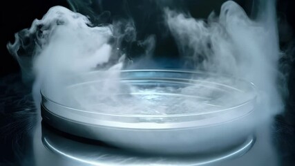 Wall Mural - A circular reflective surface with swirling mist and smoke effects, creating a mystical atmosphere.