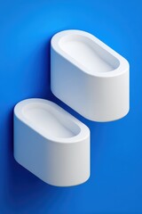 Aufkleber - Two White Pill Shape Platforms on Blue Background Minimalist Isometric Presentation Display Mockup Studio Shot