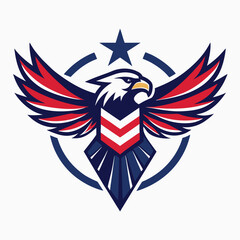 Aufkleber - Vector illustration of a bold eagle logo featuring stars and stripes in a patriotic theme, perfect for branding or graphic design projects