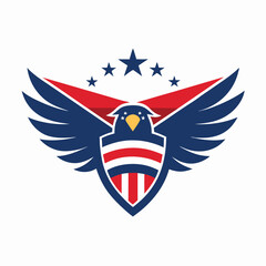 Aufkleber - Vector illustration of a bold eagle logo featuring stars and stripes in a patriotic theme, perfect for branding or graphic design projects