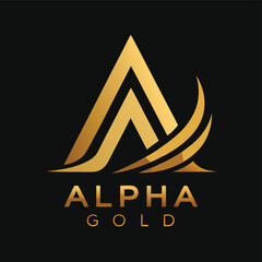 Aufkleber - Vector illustration featuring a modern logo design with sharp angles and gold elements for a brand named Alpha Gold
