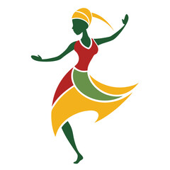 Fototapete - Vibrant dancer logo design showcasing joyful movement in an artistic vector style with colorful accents symbolizing cultural celebration and expression