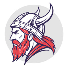 Aufkleber - Viking warrior logo design featuring an intricate helmet and beard detail suitable for branding and artistic projects