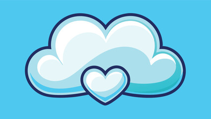 Poster - Colorful heart illustration surrounded by fluffy clouds creating a playful and cheerful atmosphere suitable for various design projects