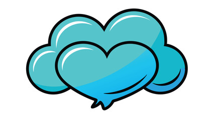 Poster - Colorful heart illustration surrounded by fluffy clouds creating a playful and cheerful atmosphere suitable for various design projects